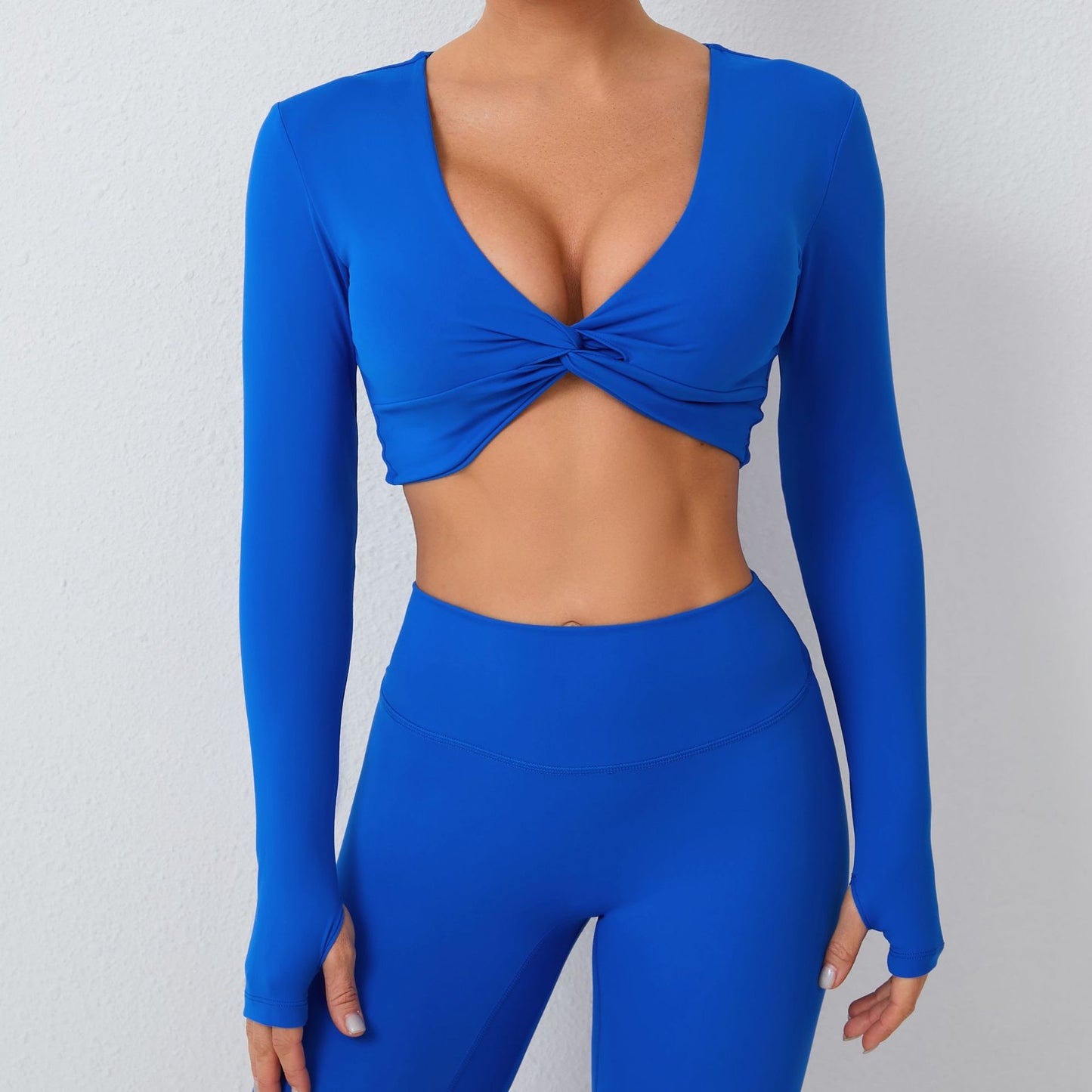 Top Manga Larga Azul