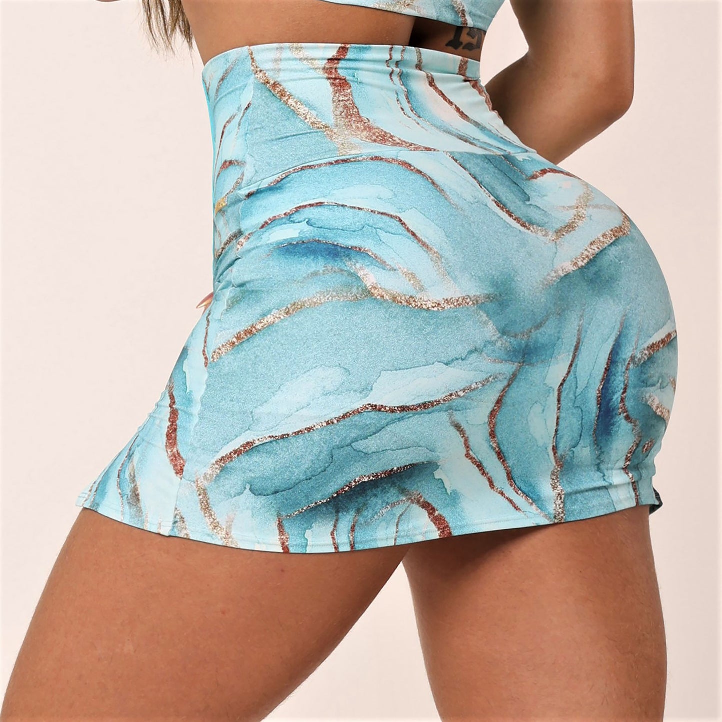 Dubai Falda con Pantalón & Crop Top Baby Blue