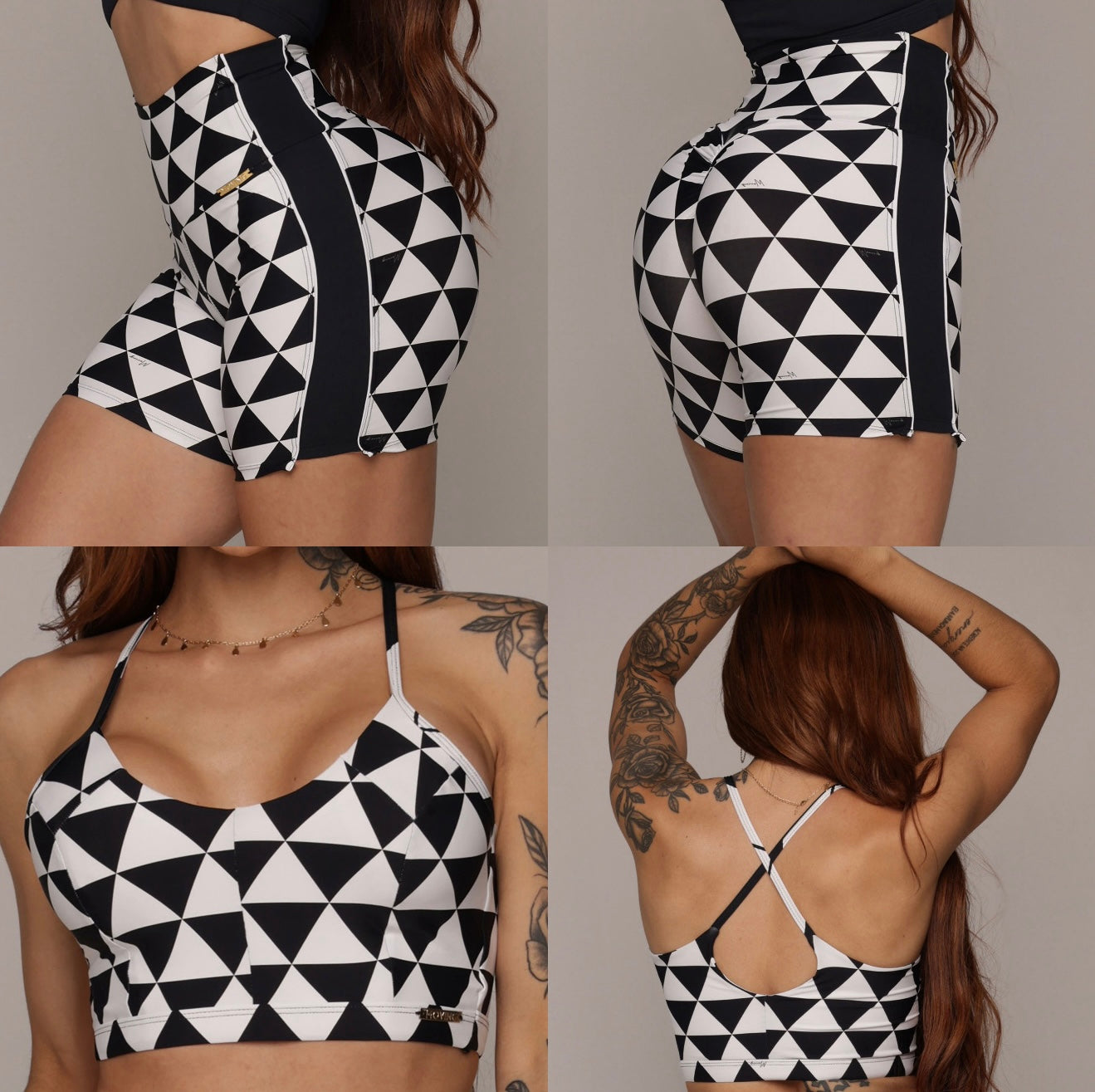 Black & White Short Brasileño Scrunch & Crop Top