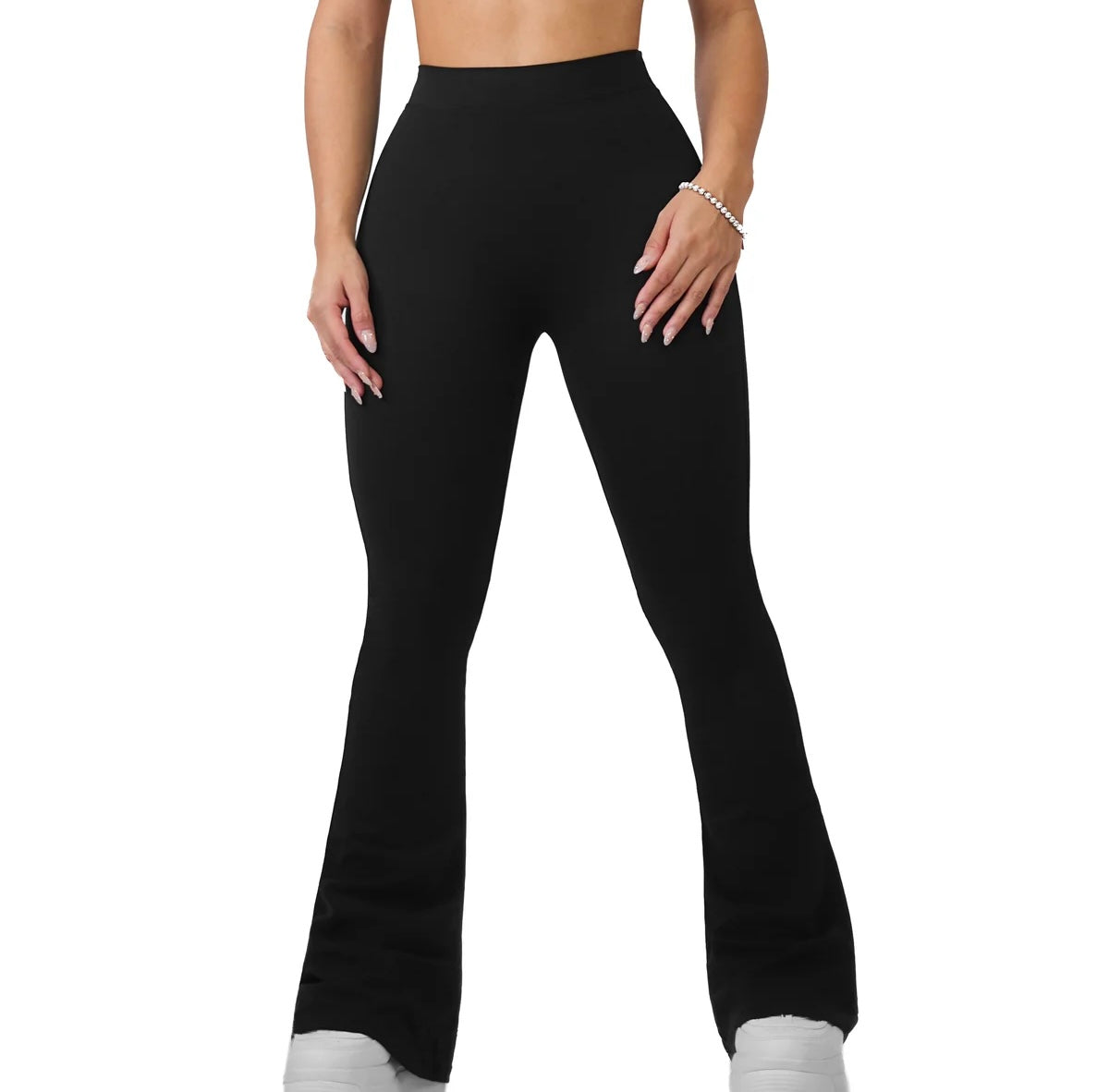 Flare Legging V Scrunch & Strapless Top Negro