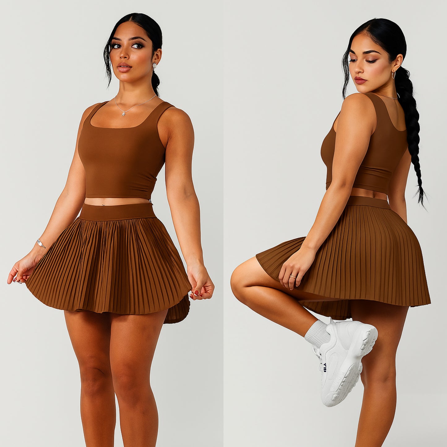 College Falda con Pantalón & Top Brown