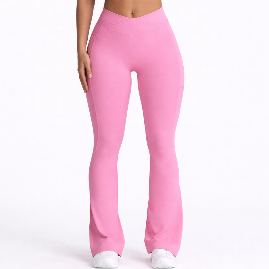 Viral Flare Legging con Bolsillos Rosa