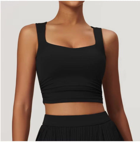 Legging de Compresión Gris Brasileño Scrunch (5 Estrellas) & Crop Top Negro