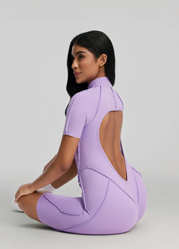 Sculpted Biker Romper Lilac