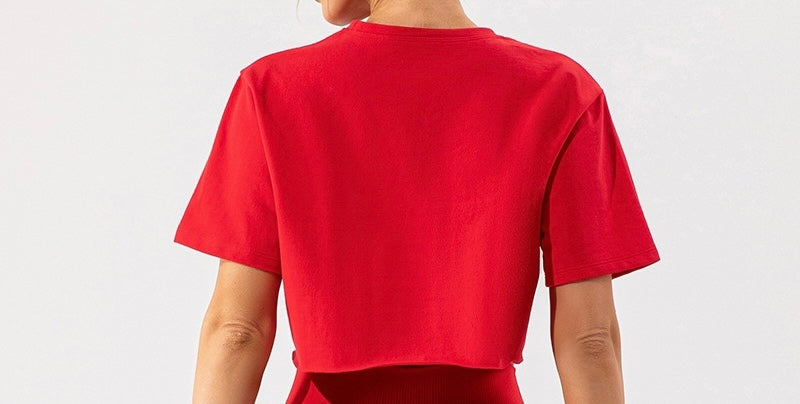 Basic Short Sleeve Red Crop