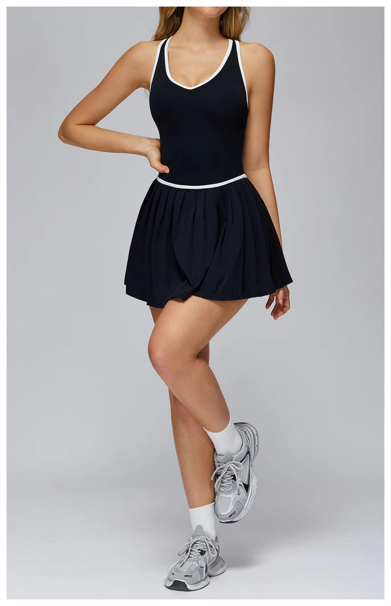 Pickleball Traje con Pantalón Negro y Blanco