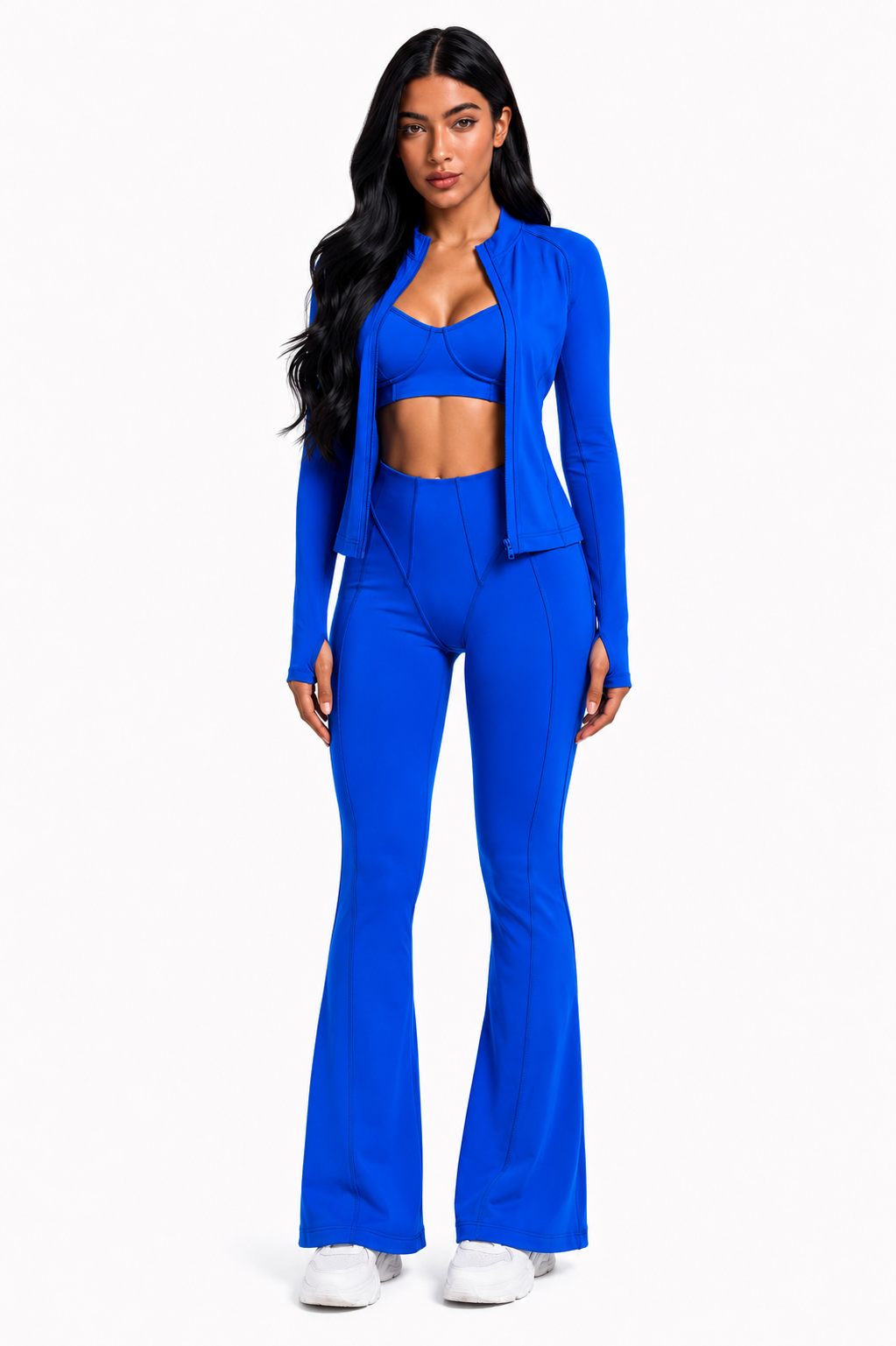 Trending Moto Mami 3 PC Legging, Top & Jacket Azul Royal