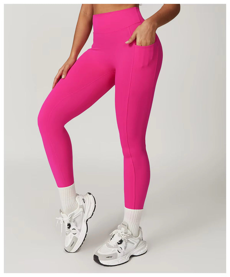 V Scrunch Legging Rosa con Bolsillos
