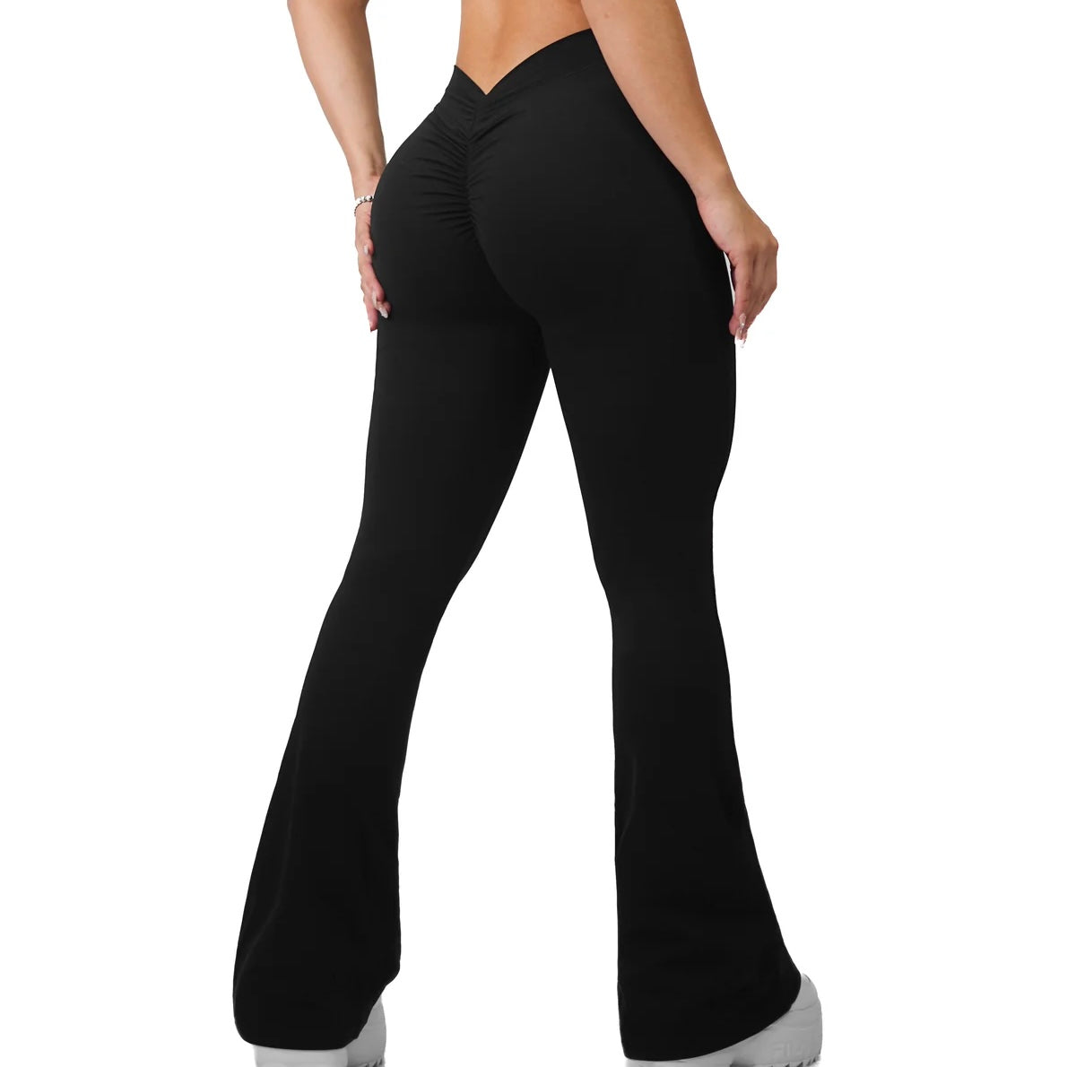 Flare Legging V Scrunch & Strapless Top Negro