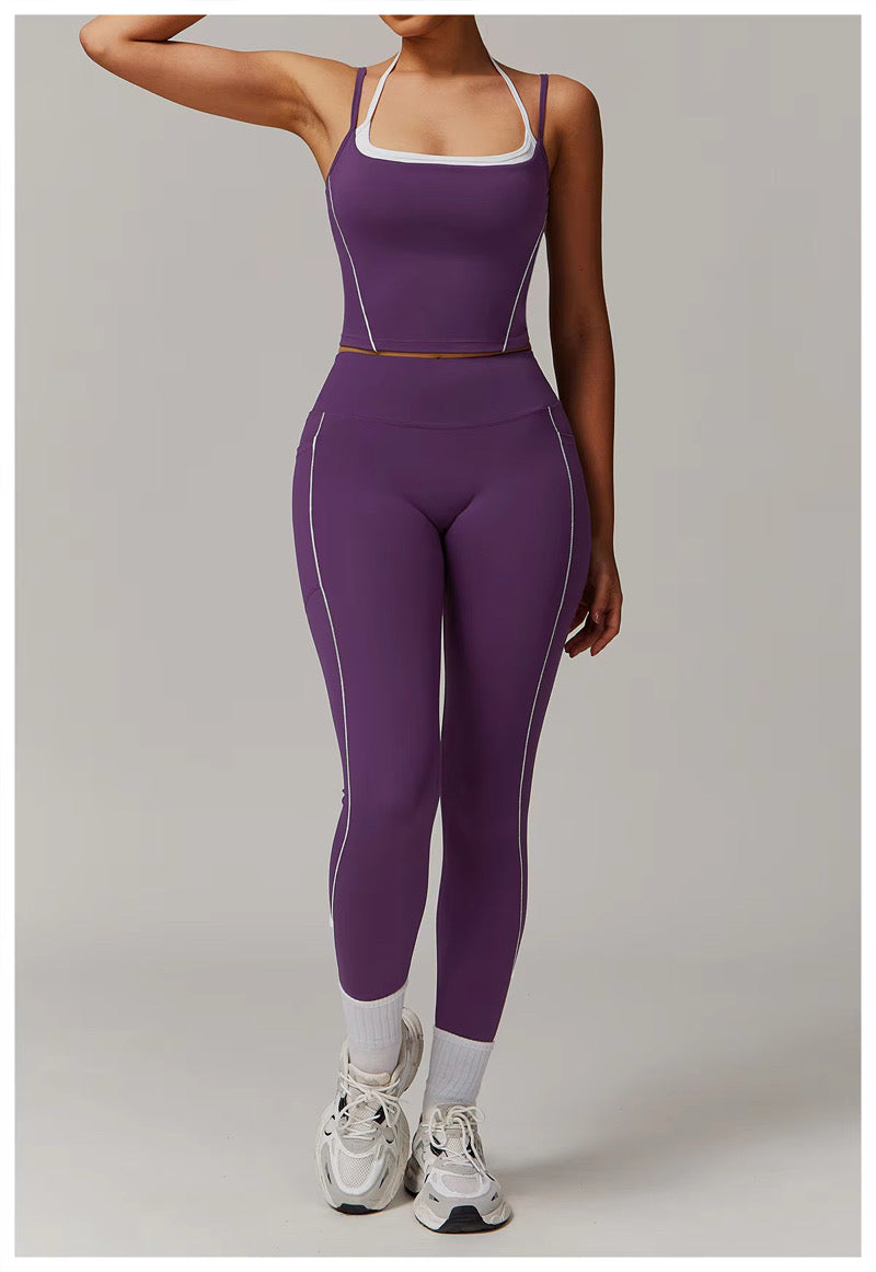 Yoga Contour Purple & White Legging & Top