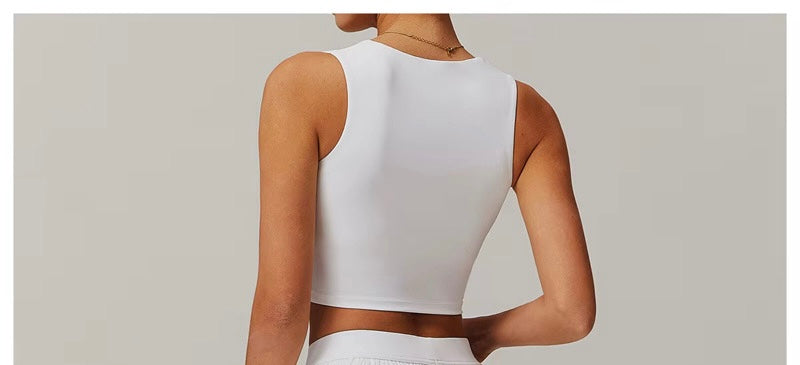 Legging de Compresión Azul Royal Brasileño Scrunch (5 Estrellas) & Crop Top Blanco