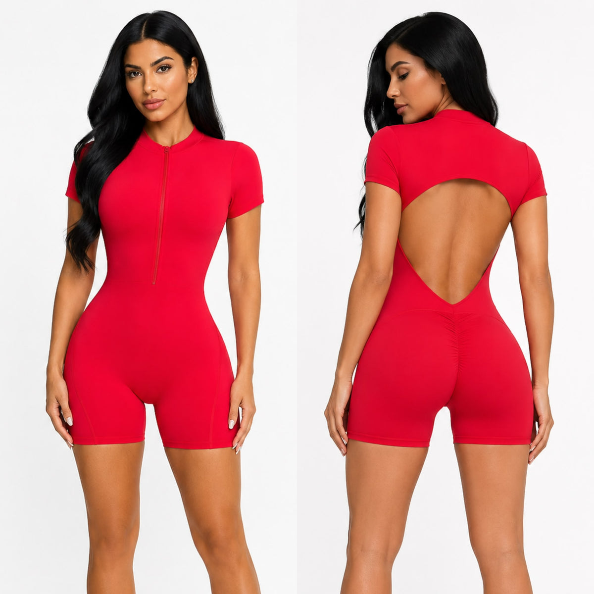 Sculpt Romper V Scrunch Rojo