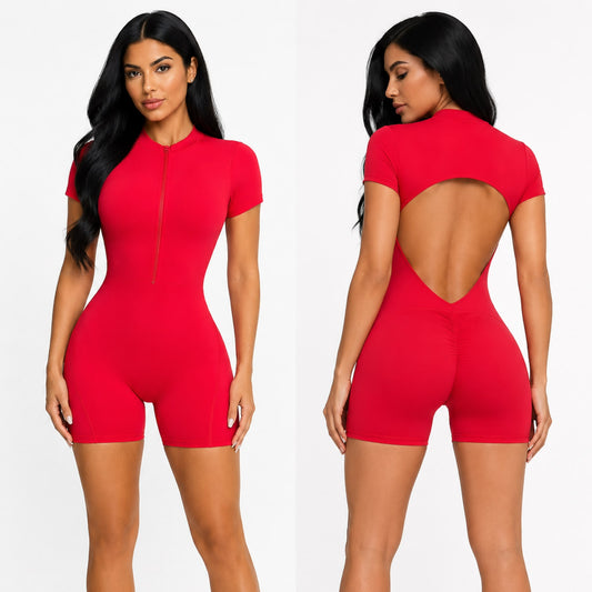 Sculpt Romper V Scrunch Rojo