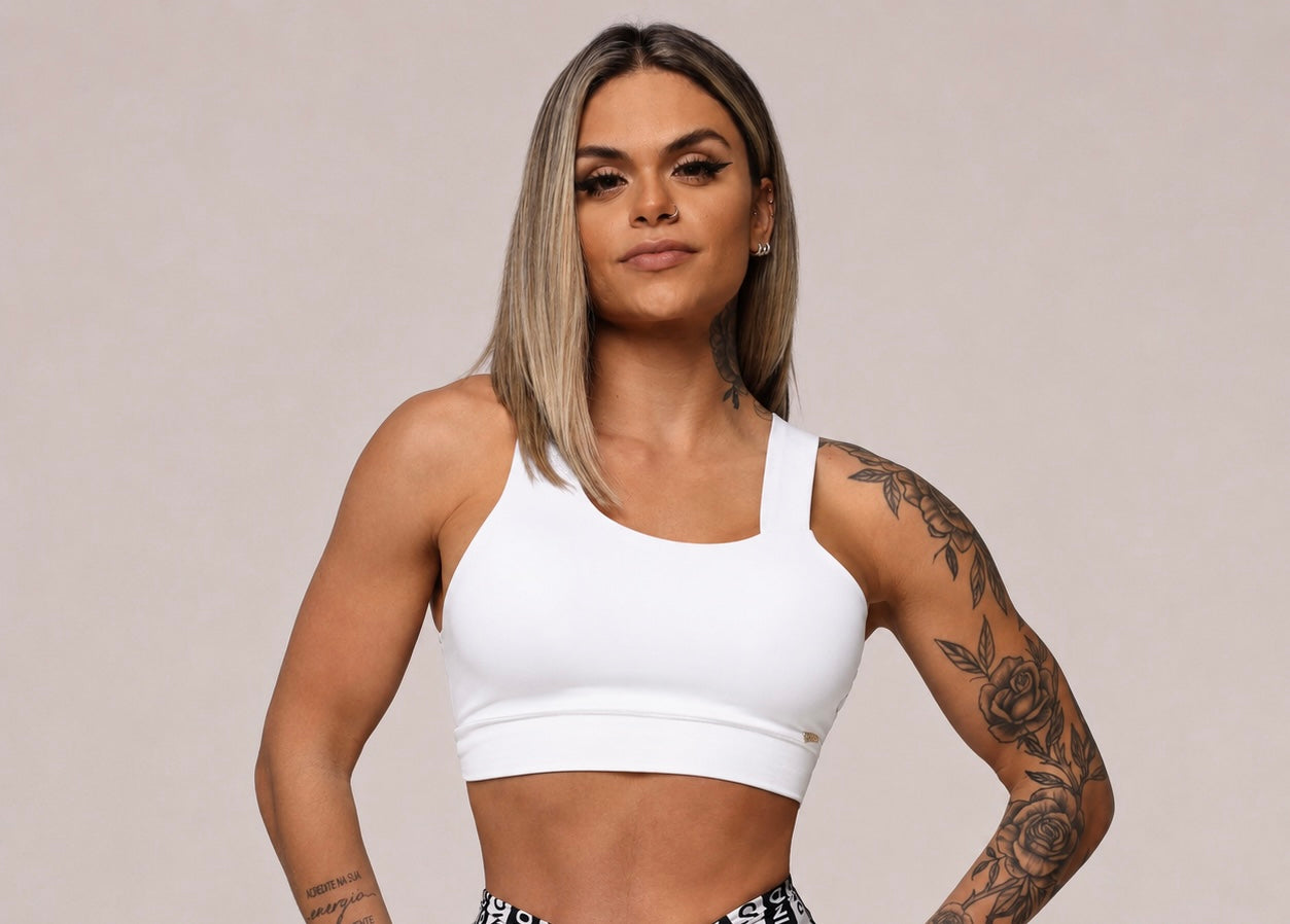 Legging de Compresión Negro & Blanco Brasileño Scrunch (5 Estrellas) & Crop Top
