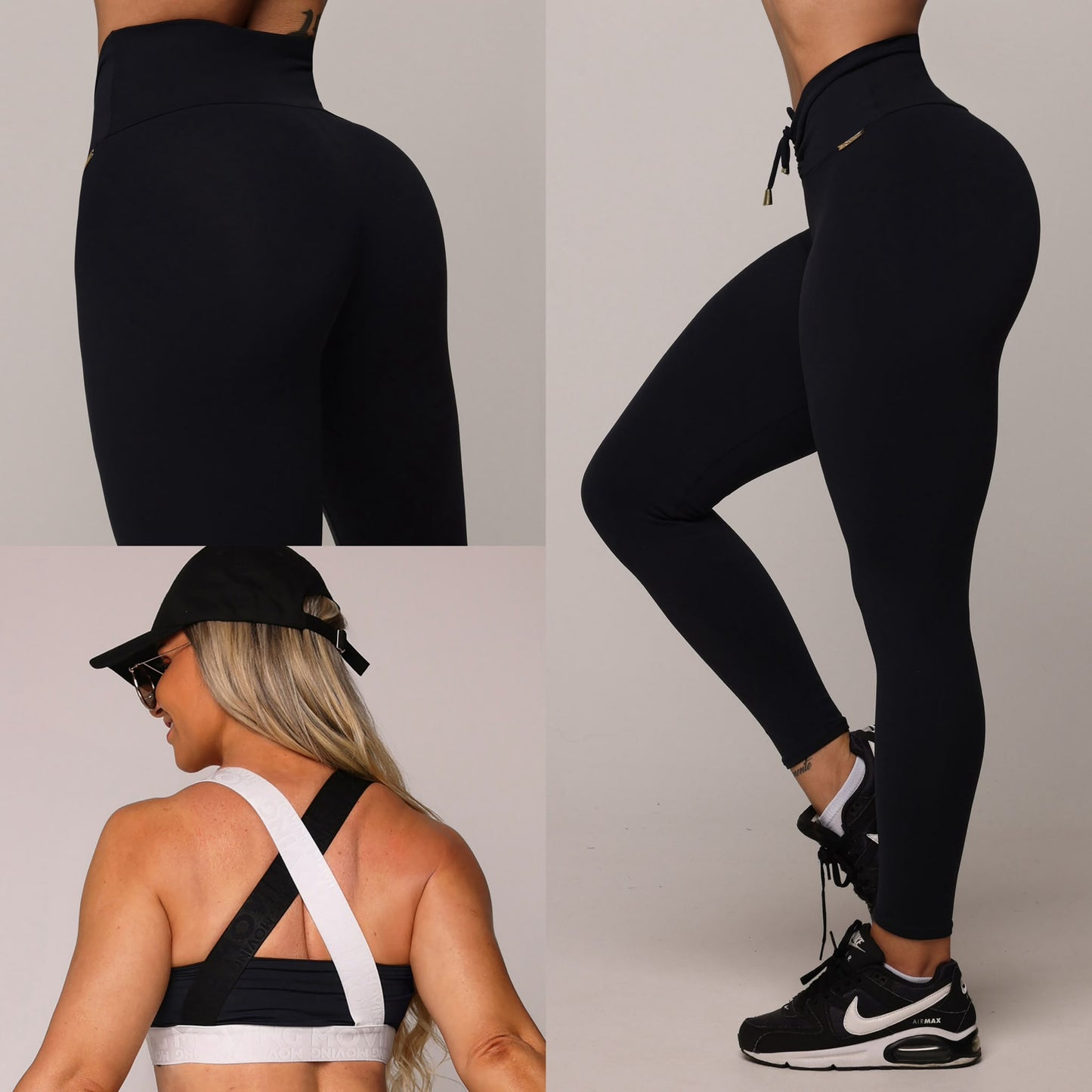 Legging de Compresión Brasileño Negro (5 Estrellas) & Crop Top Negro & Blanco