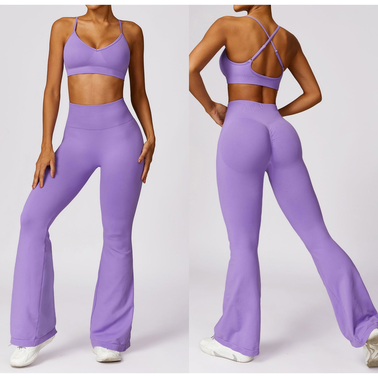 Seamless Legging Palazo Lilac y Top