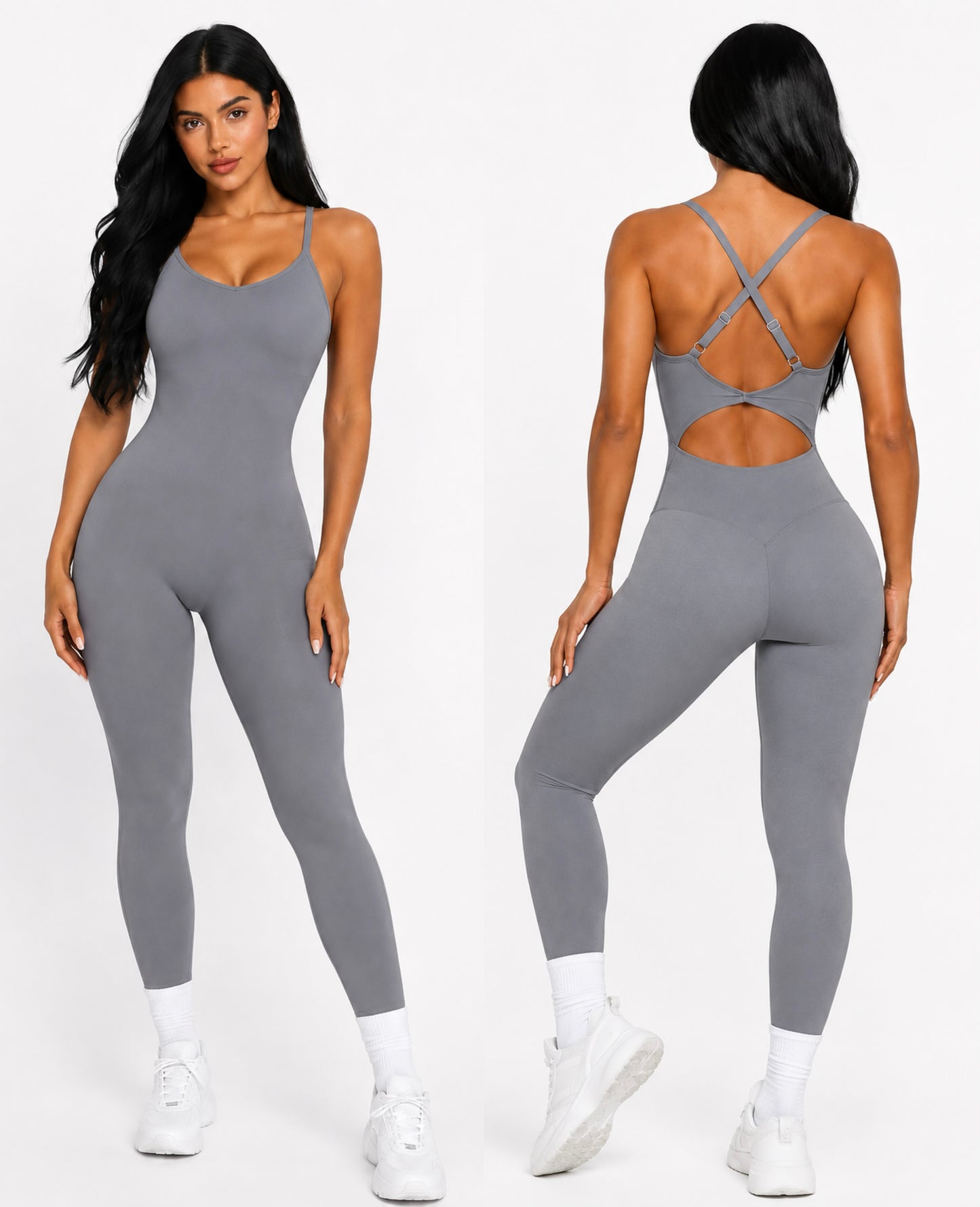 Elevate Enterizo Gris con Tiras Ajustables