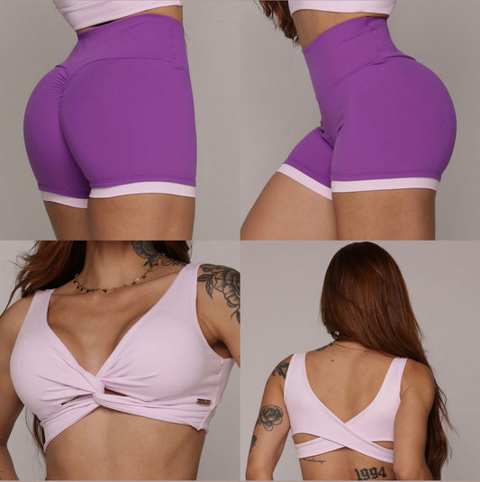 Purple & Lilac Short Brasileño Scrunch & Crop Top