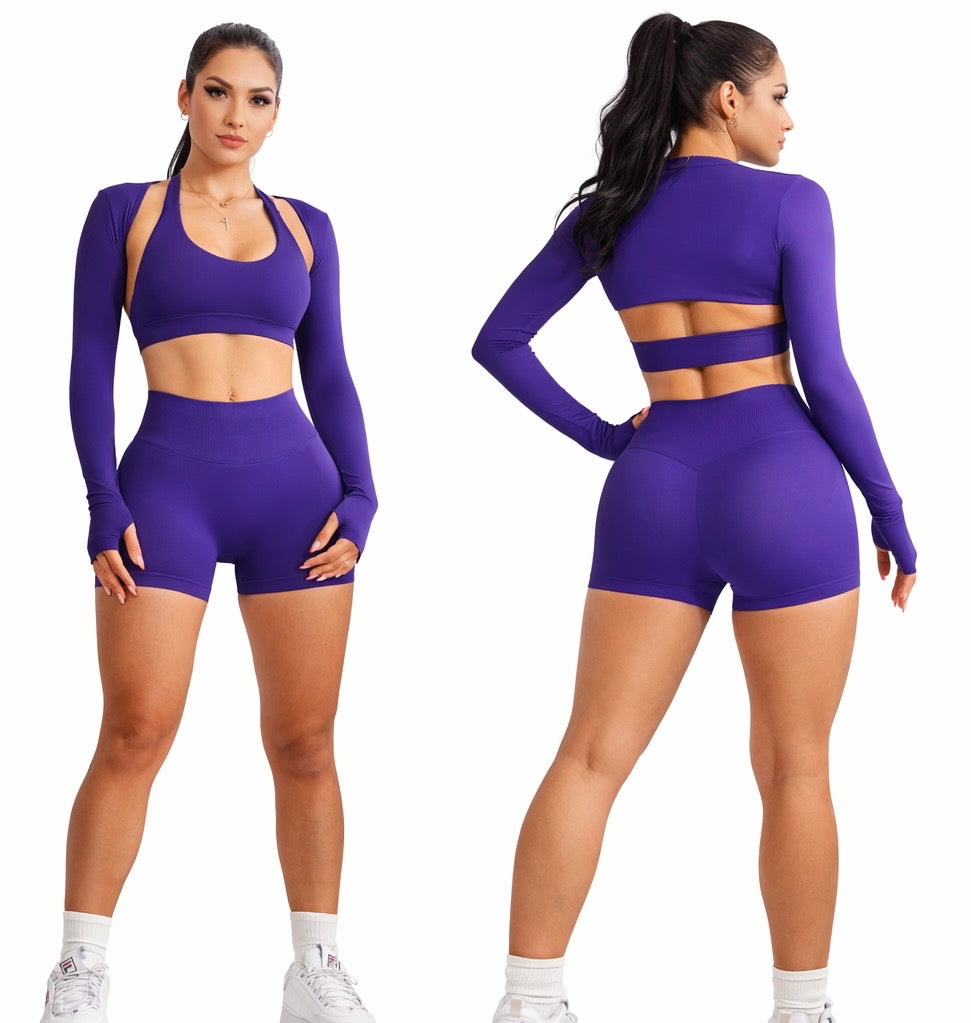 Sculpt Seamless Short Scrunch Violeta & Top + Bolero 3 PC