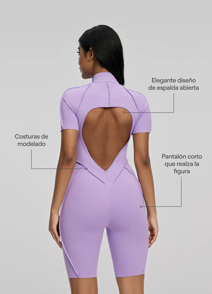 Sculpted Biker Romper Lilac