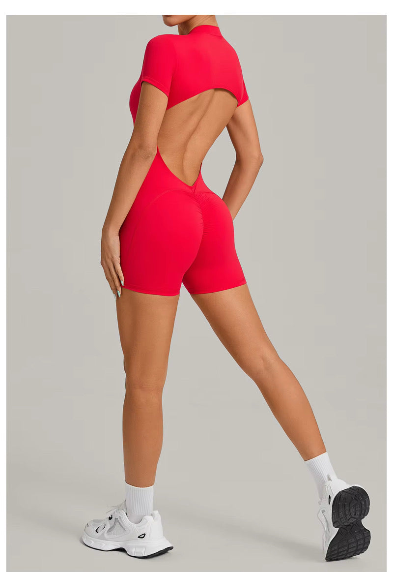 Sculpt Romper V Scrunch Rojo