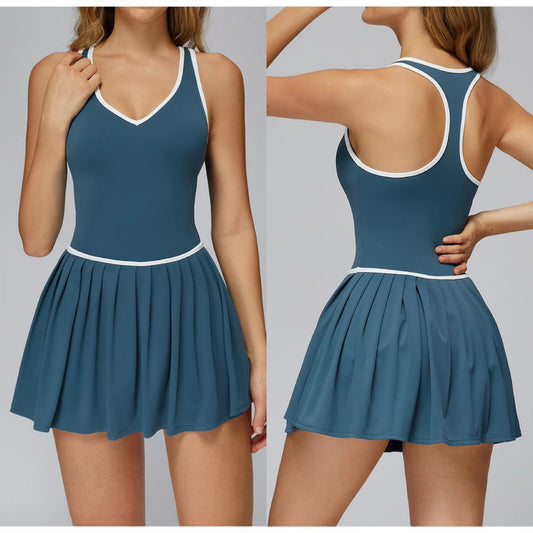 Pickleball Traje con Pantalón Azul y Blanco