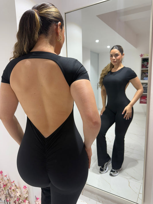 Dream Girl Flared Jumpsuit Negro