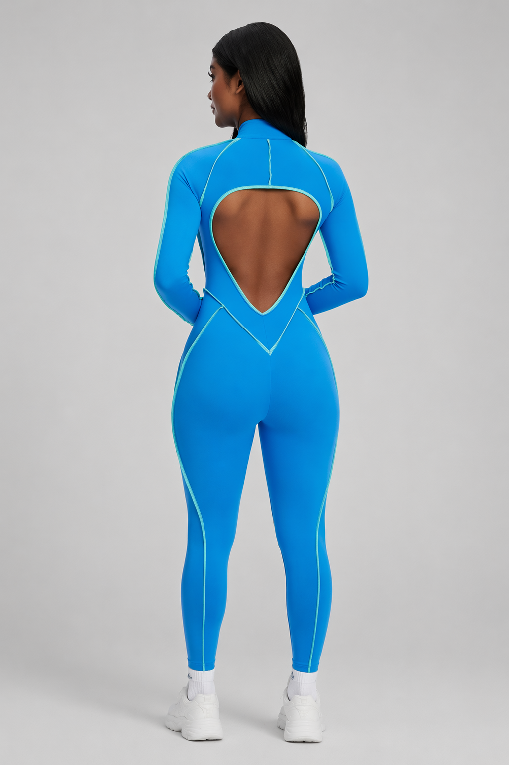 Moto Mami Enterizo Manga Larga Azul Turquesa con Zipper