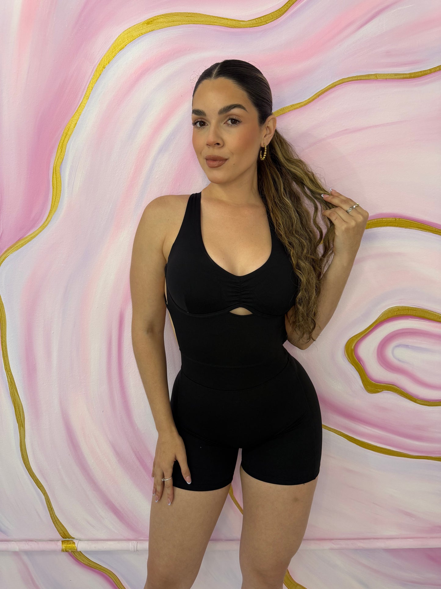 Latina Fit Romper Scrunch Negro