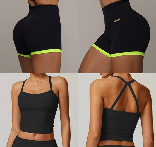 Black & Neon Mini Short Brasileño & Top