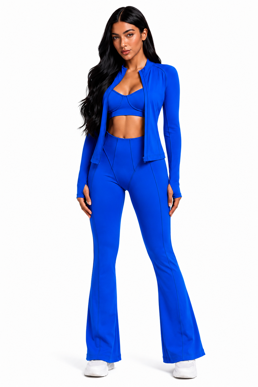 Trending Moto Mami 3 PC Legging, Top & Jacket Azul Royal