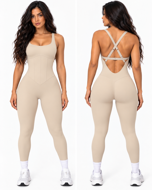 Charlotte Enterizo Beige con Tiras Ajustables