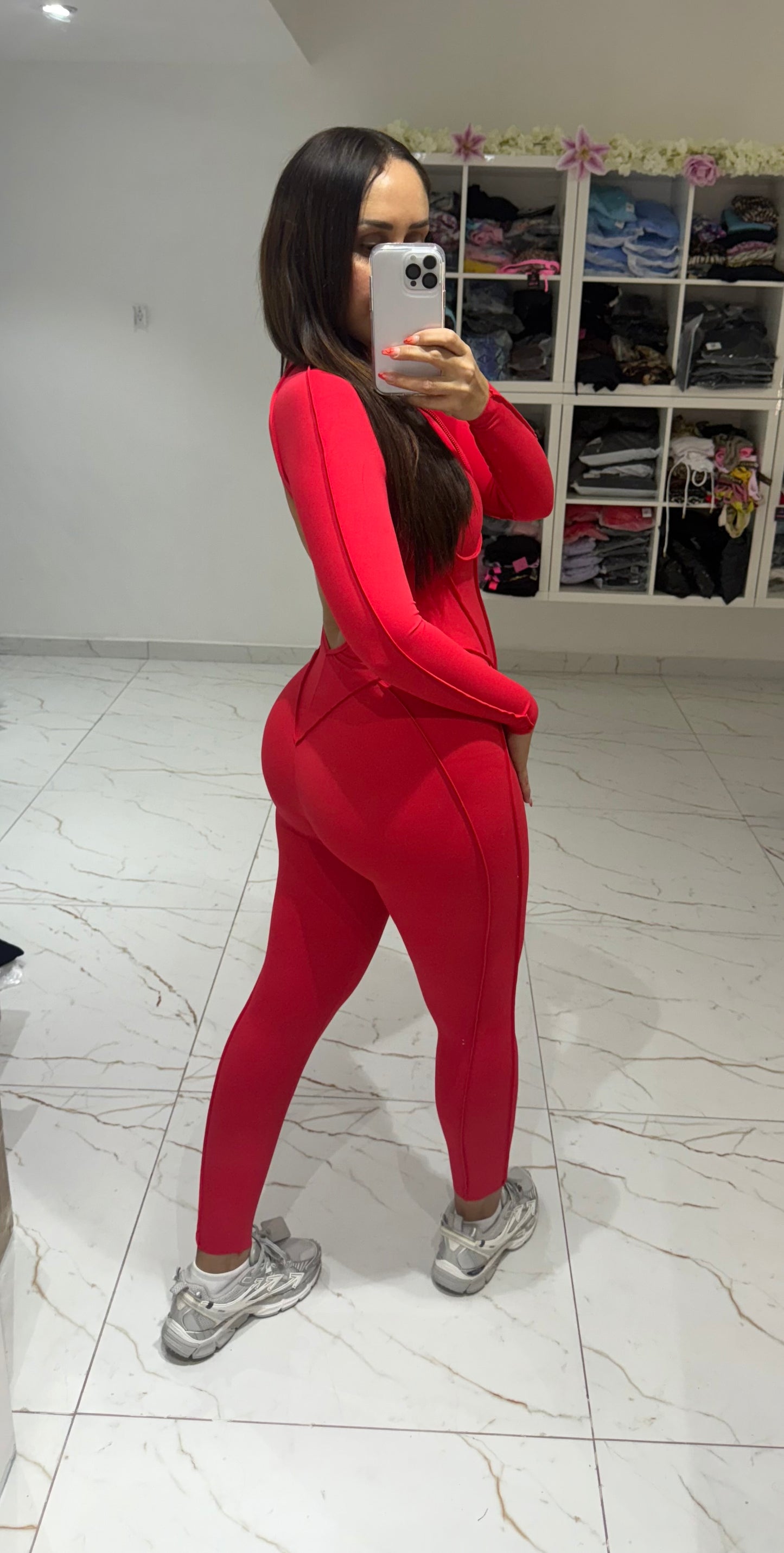 Moto Mami Enterizo Rojo Manga Larga