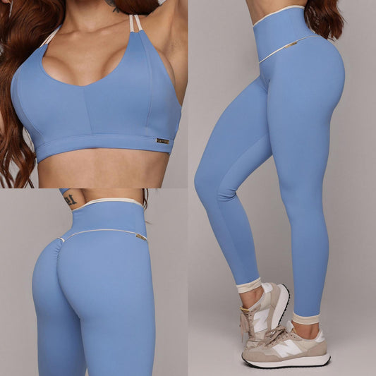 Baby Blue Legging Brasileño Scrunch & Crop Top