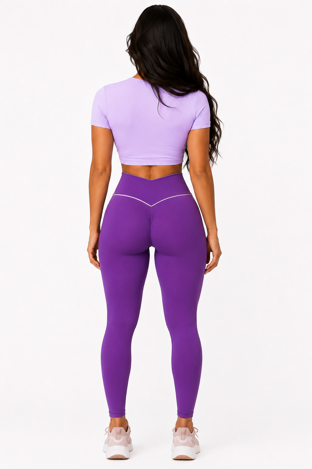 Legging de Compresión Brasileño Violeta Scrunch (5 Estrellas) & Crop Top Lavanda