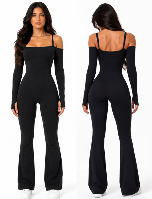 Dream Girl Flared Jumpsuit Negro