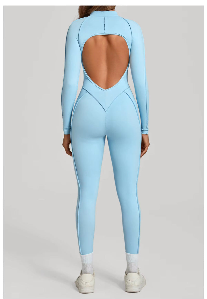 Moto Mami Enterizo Azul Claro Manga Larga con Zipper