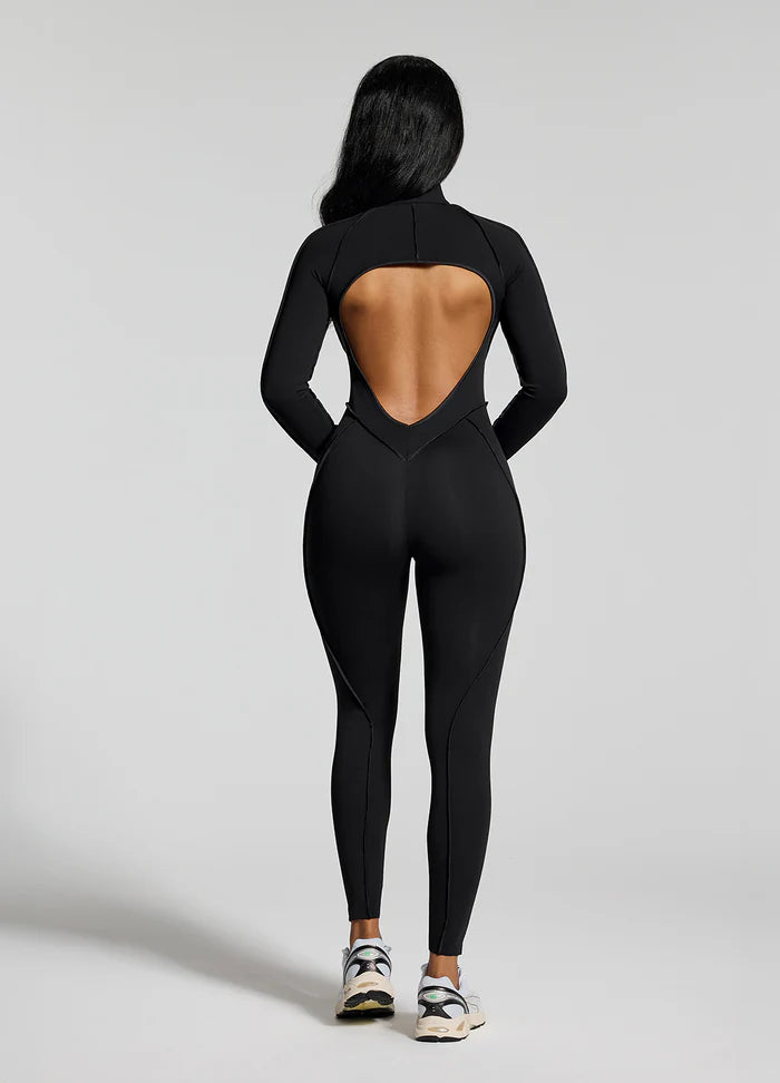 Moto Mami Enterizo Manga Larga Negro con Zipper