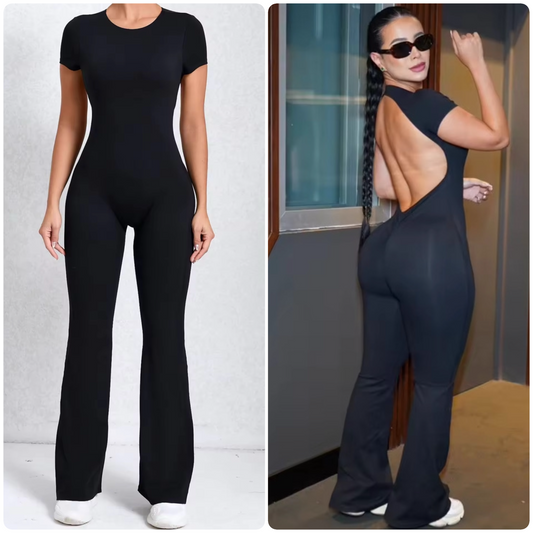 Dream Girl Flared Jumpsuit Negro