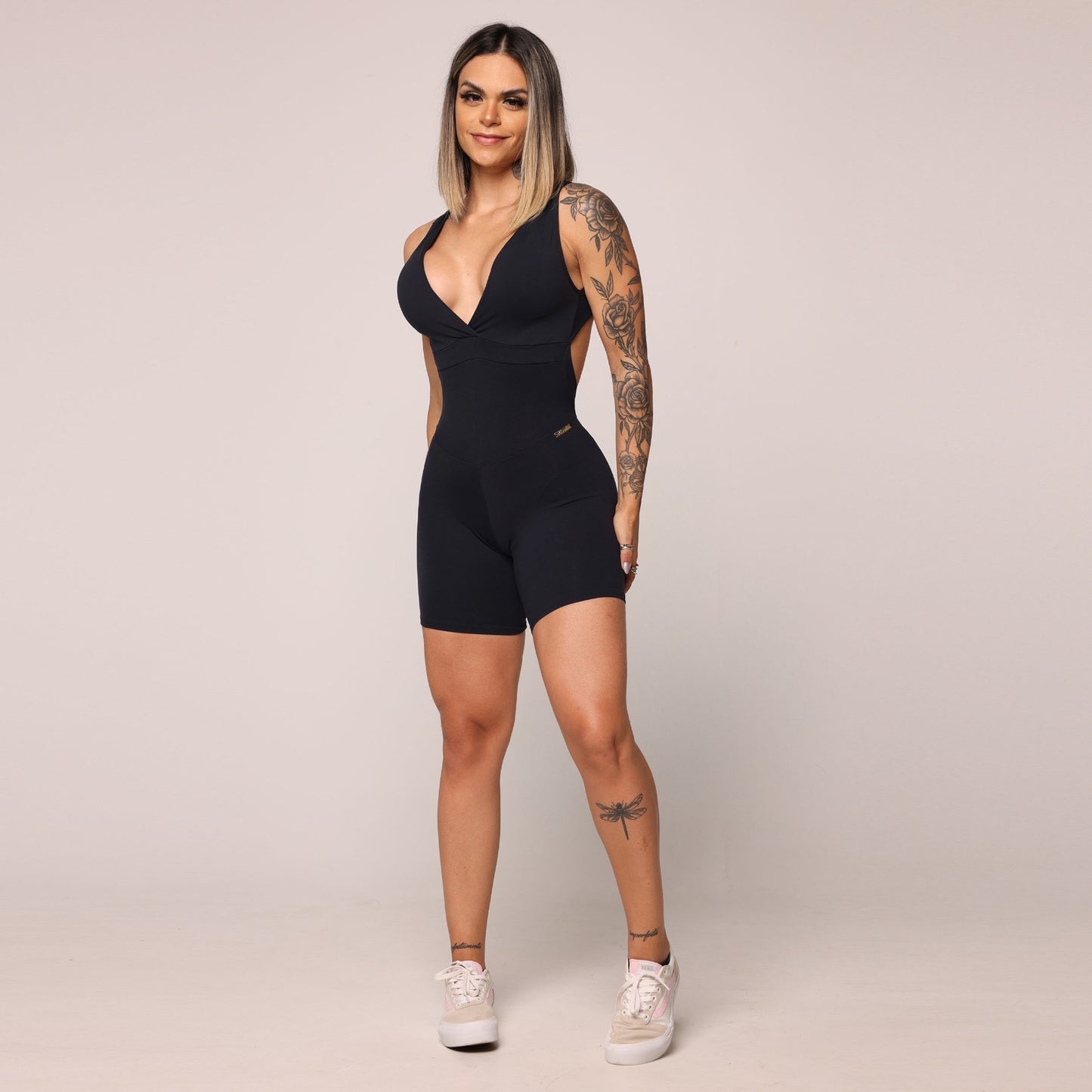 Black & Gray Romper Brasileño Scrunch