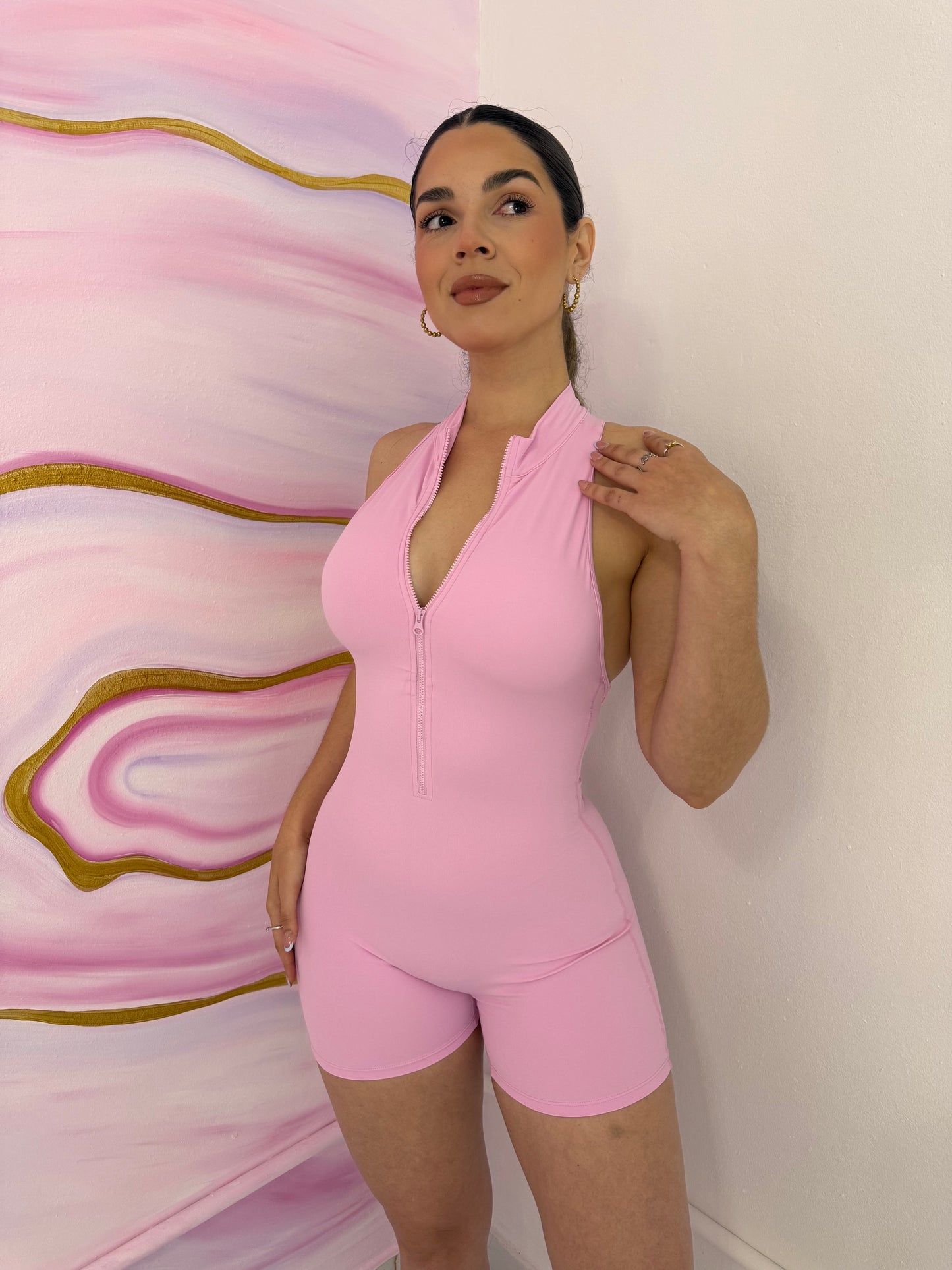 Yas Queen Romper Scrunch Baby Pink