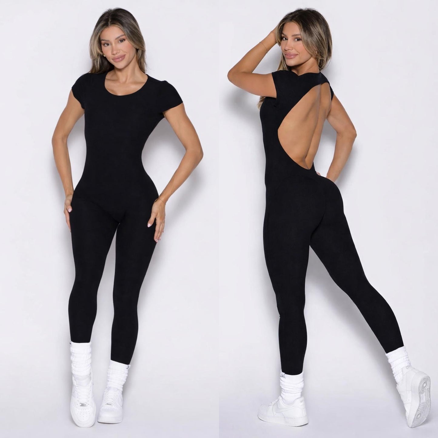 Open Back Enterizo Negro
