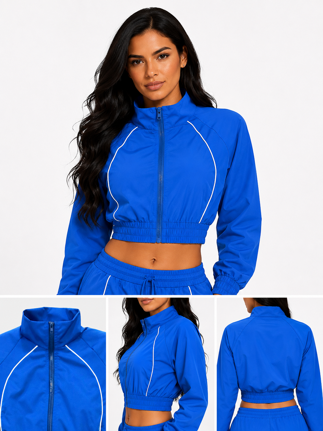 Essential Jogger & Jacket Azul Royal & Blanco