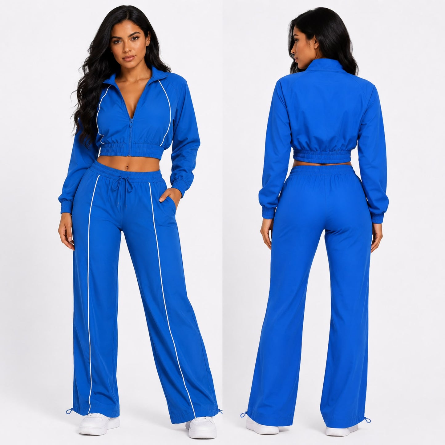 Essential Jogger & Jacket Azul Royal & Blanco