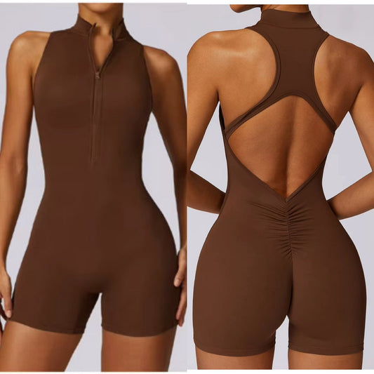 Yas Queen Romper Scrunch Brown