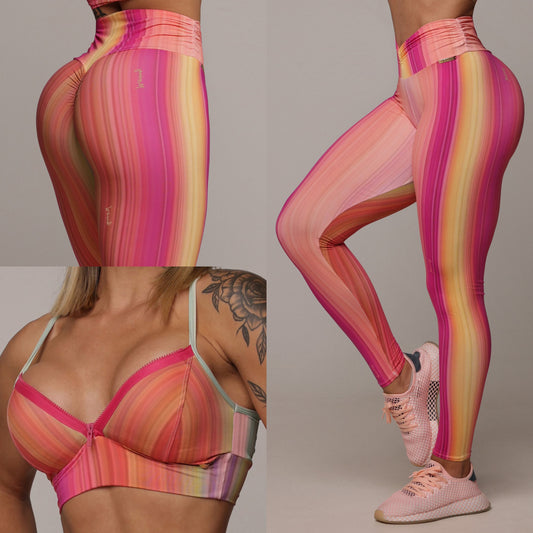 Fall Sunset Legging Brasileño Scrunch & Top con Zipper