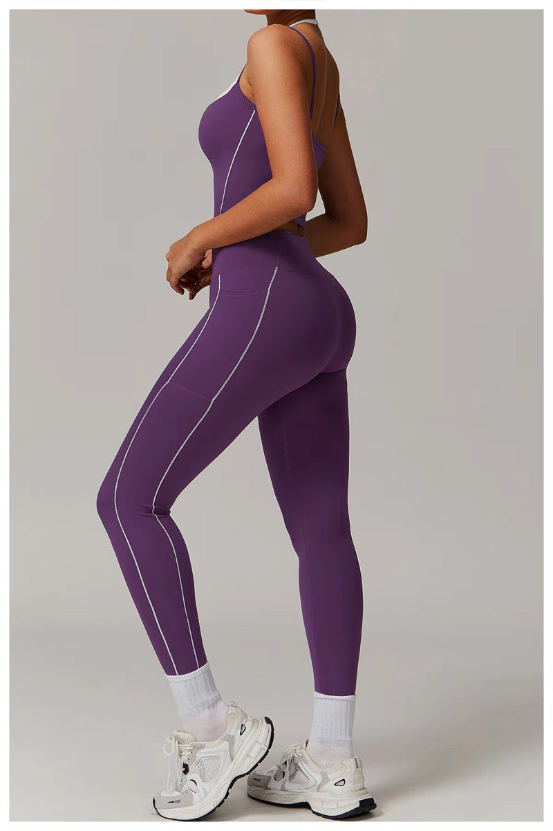 Yoga Contour Purple & White Legging & Top