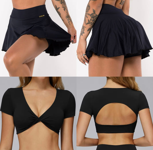 Forever Black Falda con Pantalón  & Crop Top