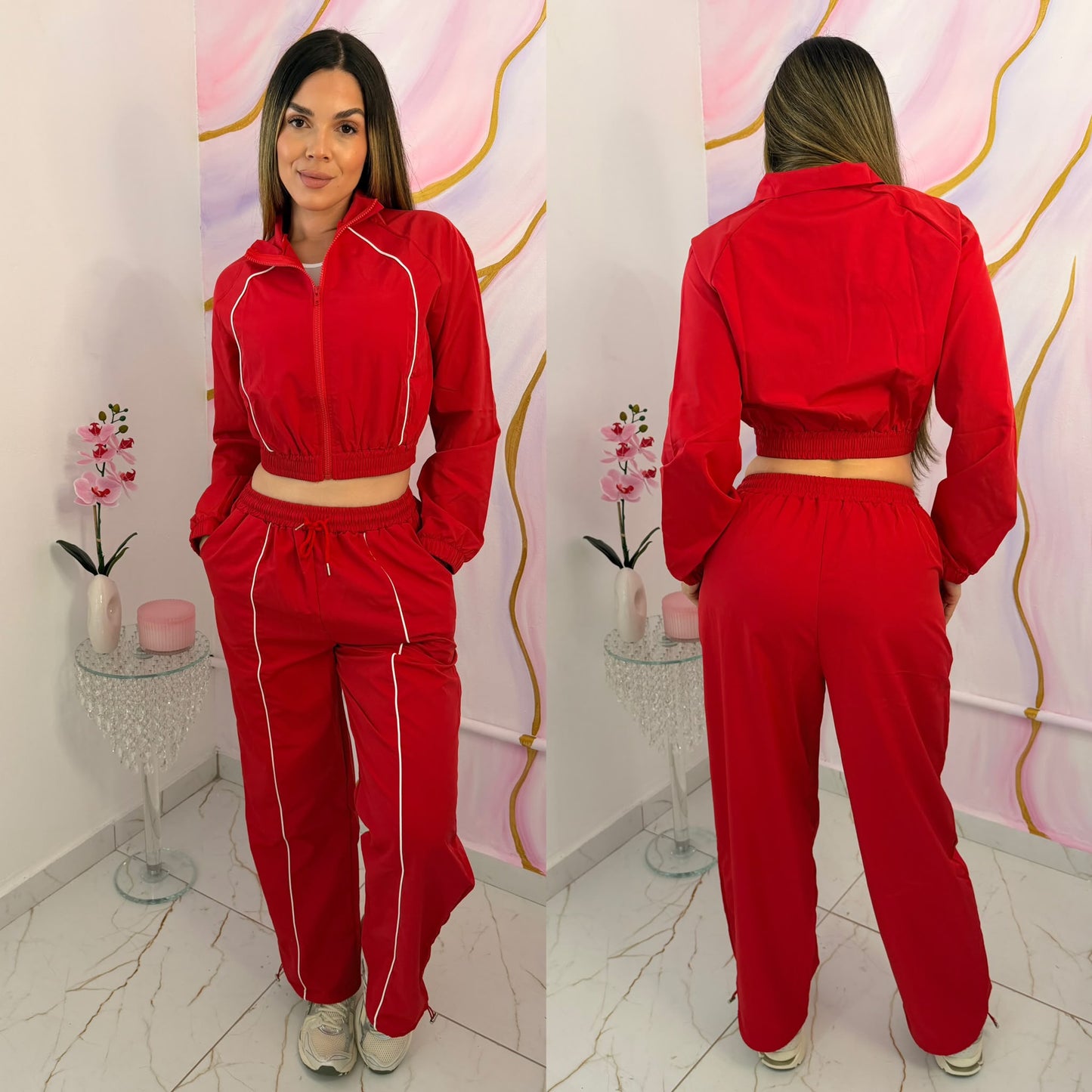 Essential Jogger & Jacket Rojo & Blanco