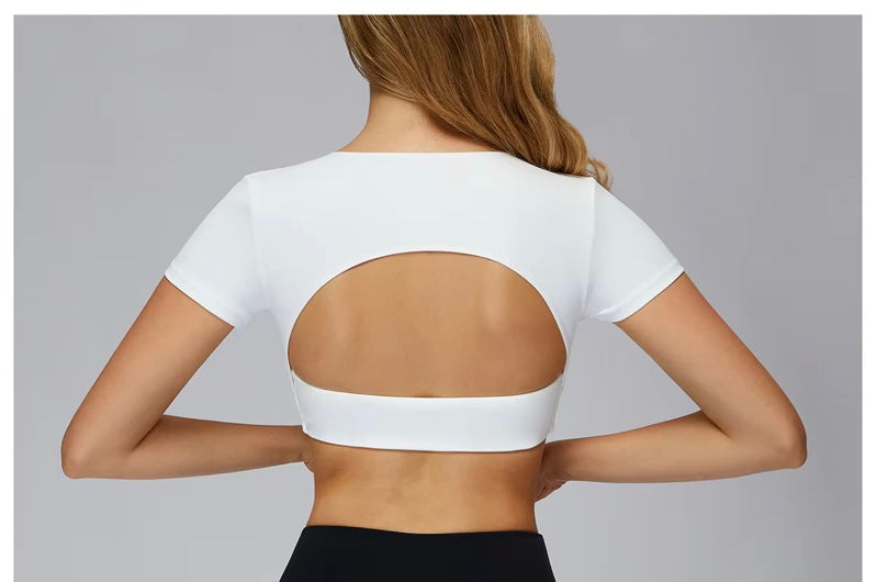 Legging de Compresión Negro & Blanco Brasileño Scrunch (5 Estrellas) & Crop Top Blanco